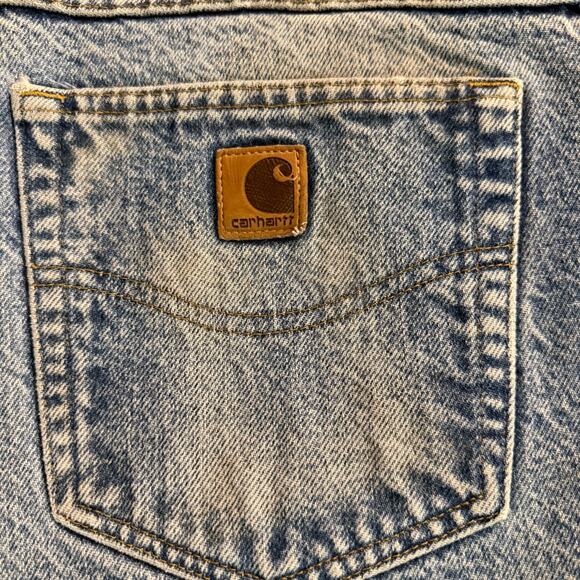 Vintage Carhartt Flannel Lined Jeans Mens Blue Denim 38x29 Made In USA - Picture 5 of 10